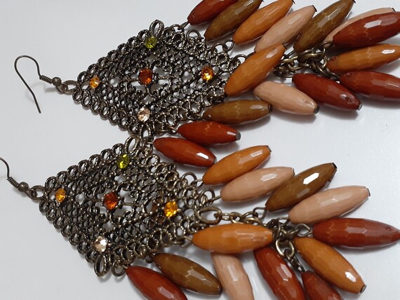 Fauceted lucite dangle drop bead cluster chandeli… - image 8