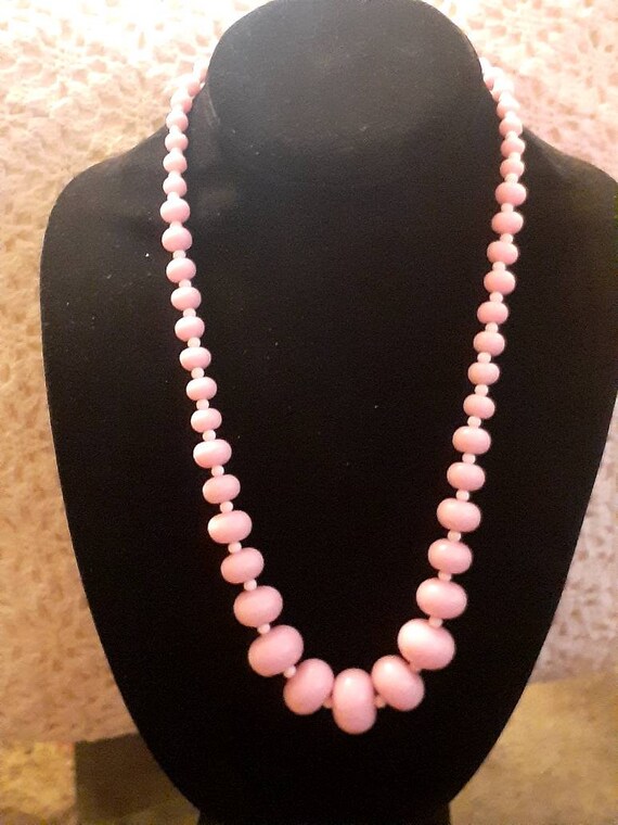 Bubblegum pink and white bead necklace - image 5