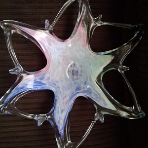 Murano star hand-blown pulled glass trinket dish, decorative bowl, beautiful pastel colors, made in Italy, collectable glass