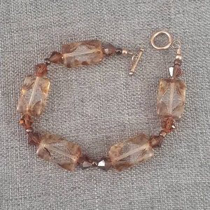 Gold plated clasp Fauceted glass Rectangle bead Bracelet