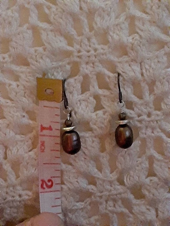 Chocolate Baroque pearl dangle/drop earrings - image 9