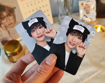 Ateez Seonghwa Katze Beanie Fotokarten Set - süße fanmade PCs für Atiny