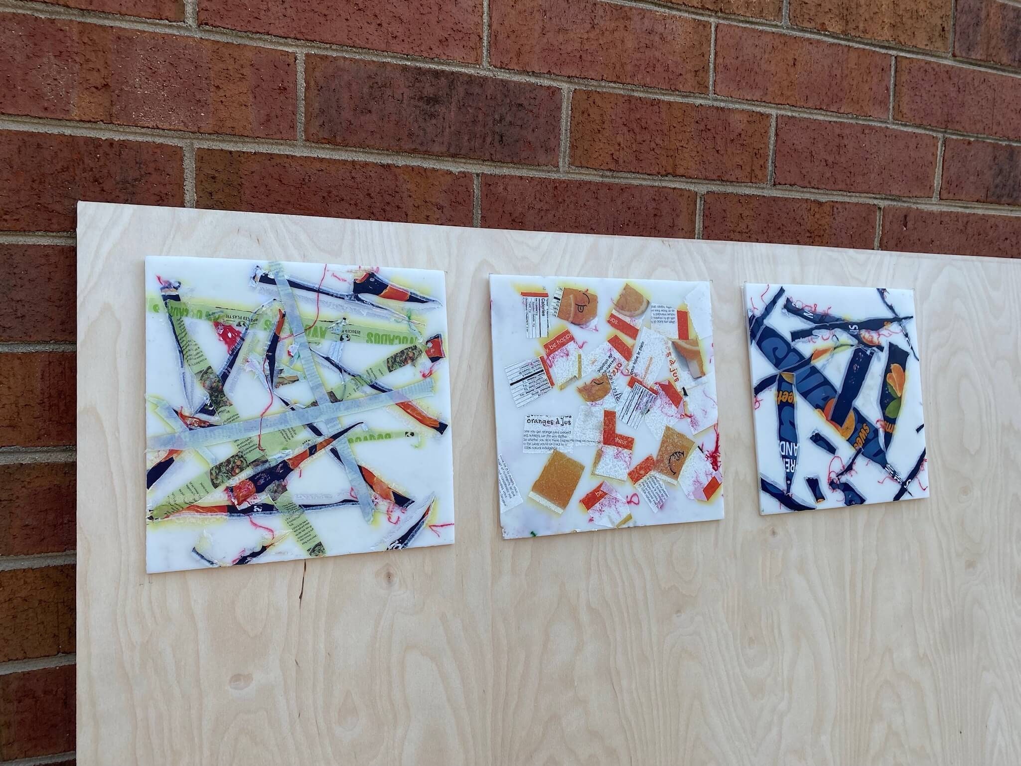 Colorful Abstract Recycled Plastic Wall Art Set. Versatile Ecofriendly