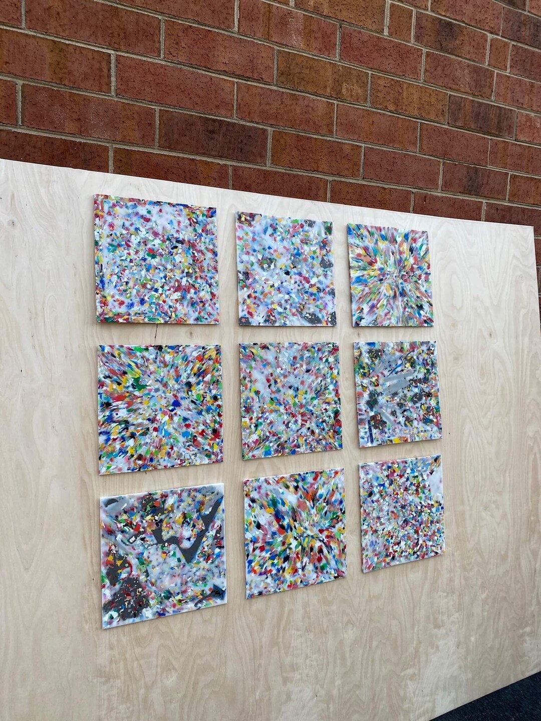 Colorful Abstract Recycled Plastic Wall Art Set. Versatile Ecofriendly