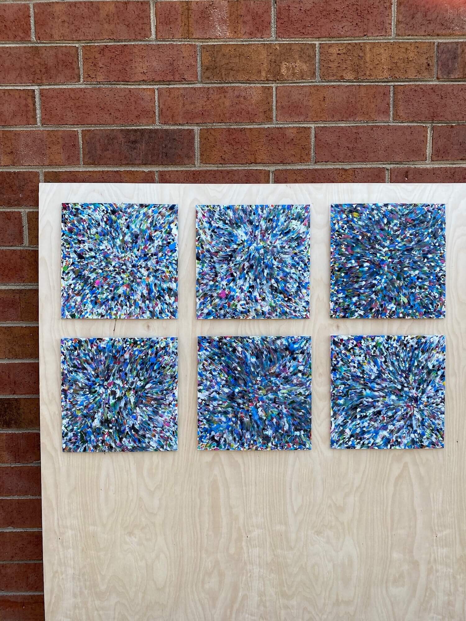 Colorful Abstract Recycled Plastic Wall Art Set. Versatile Ecofriendly