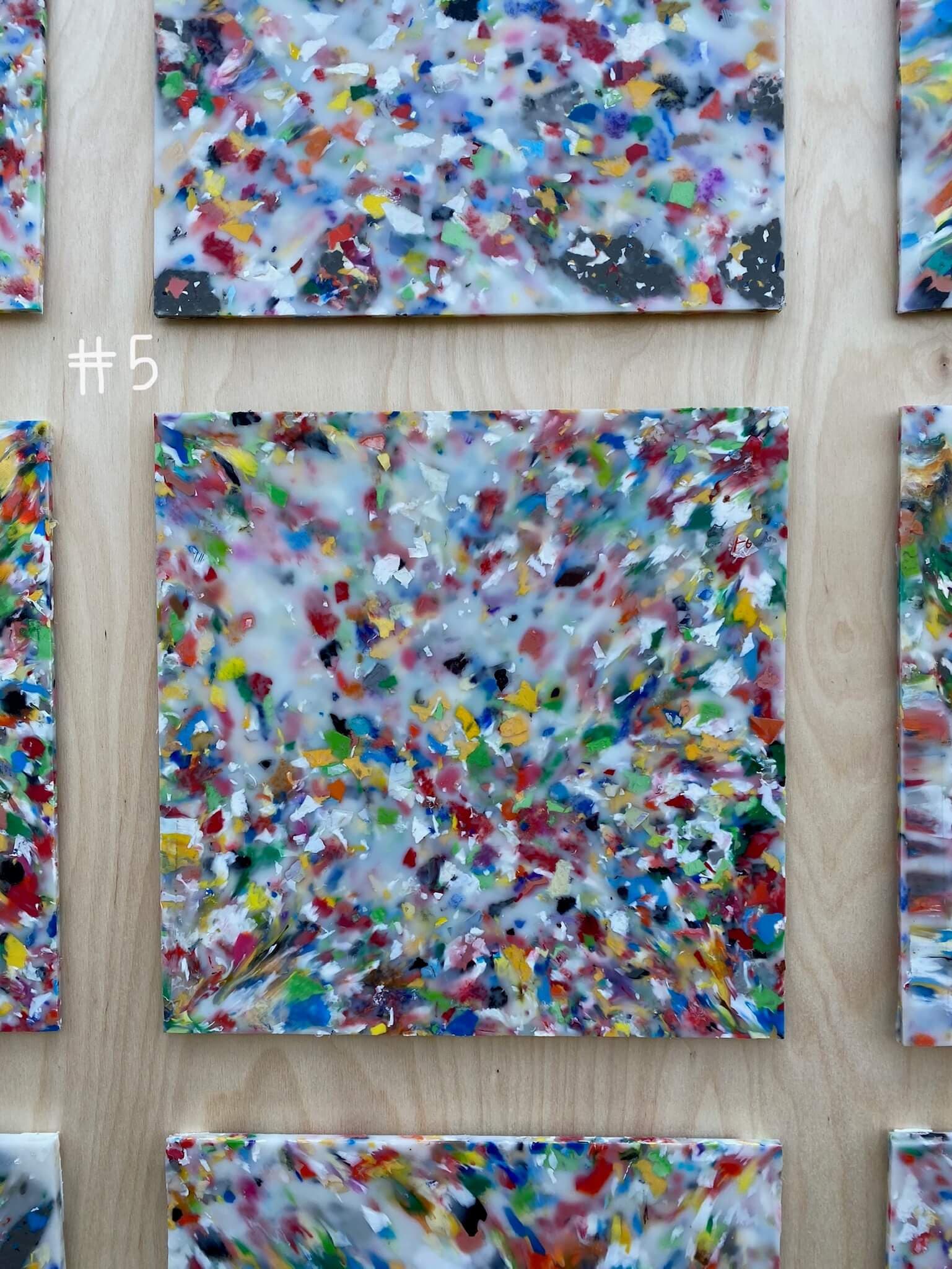 Colorful Abstract Recycled Plastic Wall Art Set. Versatile Ecofriendly
