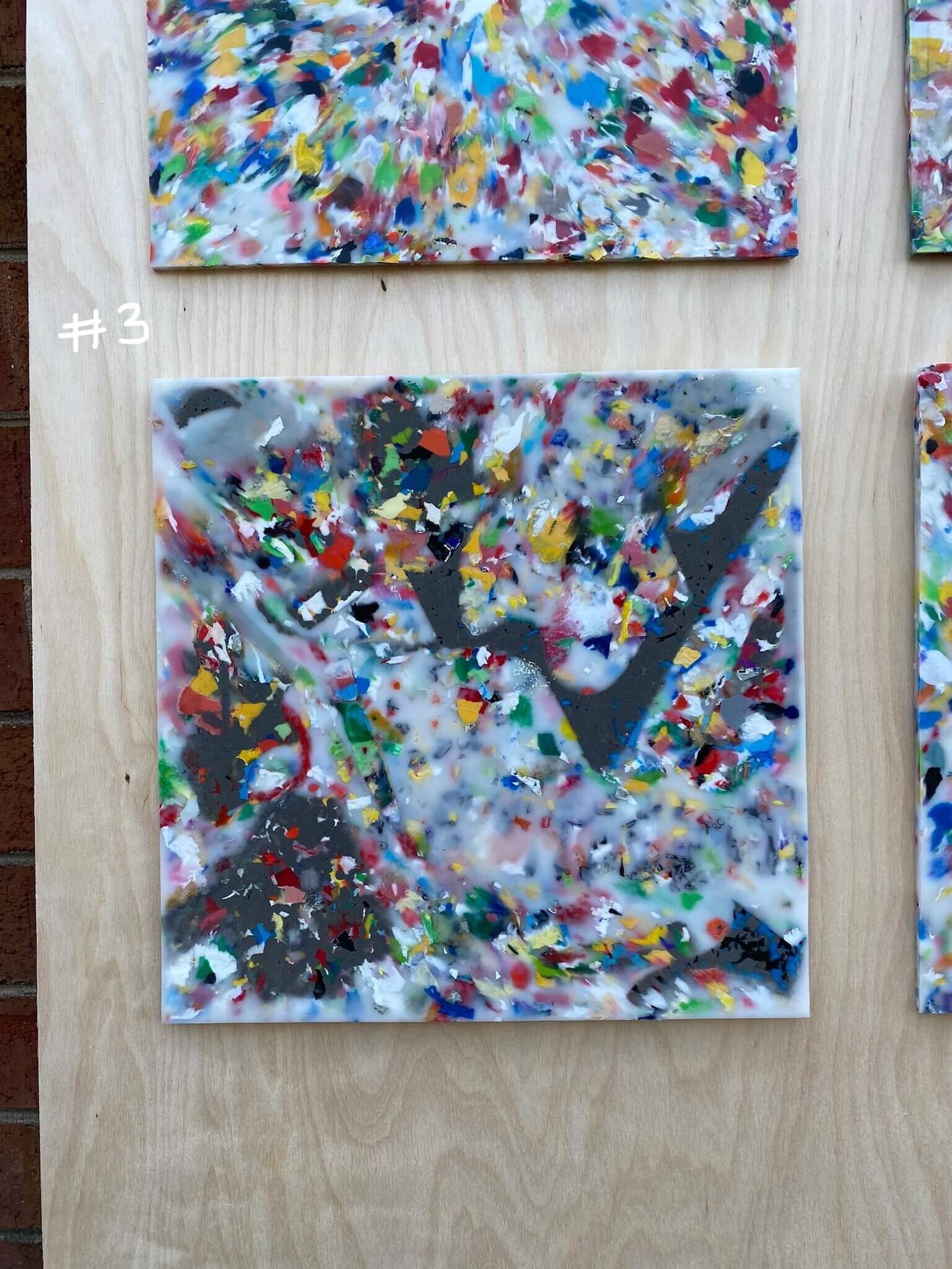 Colorful Abstract Recycled Plastic Wall Art Set. Versatile Ecofriendly