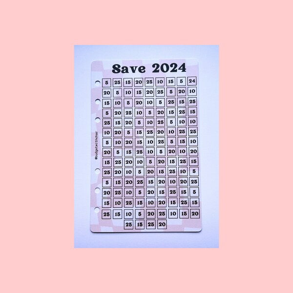 Save 2024 Savings Challenge - A6 | Cash Stuffing | Cash Envelope | Binder