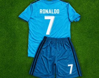 Cristiano Ronaldo #7 Real Madrid 2017/2018 Away Kids Soccer Jersey, Football jersey, Trikot