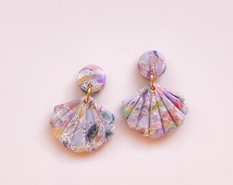 Handgemaakte Polymeer Klei Oorbellen Kleine Dangle Shell Oorbellen Gemarmerd Casual Oorbellen Seashell Earring Verjaardag Bruidsmeisje Gift | ARIEL