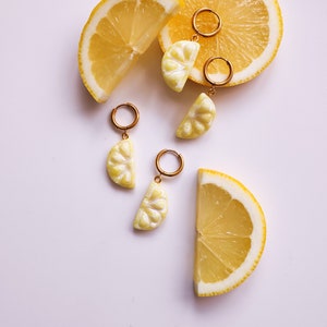 Citrus hoepels polymeer klei oorbel gemarmerde oorbel oorbel lente zomer oorbel statement oorbel leuk cadeau voor haar verjaardagscadeau CITRUS Lemon