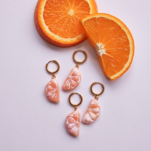 Citrus hoepels polymeer klei oorbel gemarmerde oorbel oorbel lente zomer oorbel statement oorbel leuk cadeau voor haar verjaardagscadeau CITRUS afbeelding 2