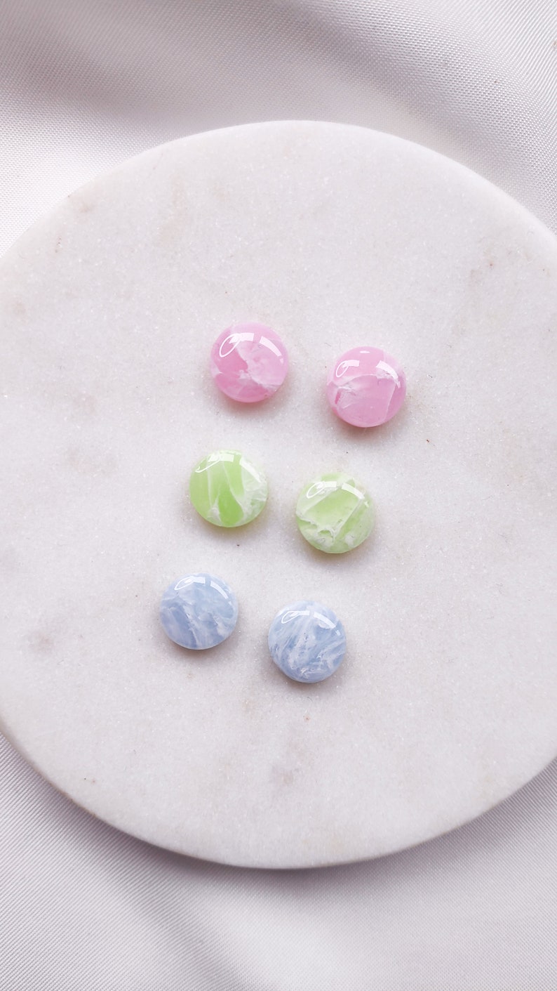 Stud Pack Polymer Clay Earrings 3 Pairs Stud Earrings Marbled Earrings Translucent Earrings Casual Minimalist Earrings Small Stud image 2