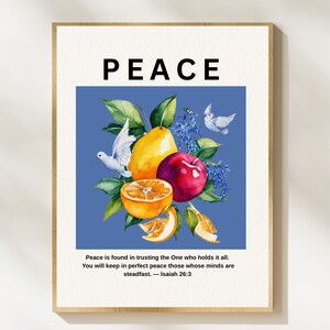 Set of 9 Fruit of the Spirit Wall Art, Digital Download, Bible Verse Wall Art, Fruit of the Spirit Poster, Christian Home Decor