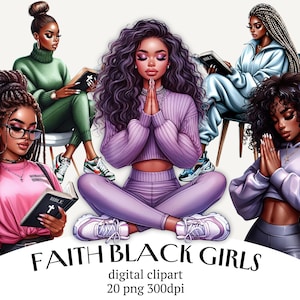 Praying Black Women Clipart: Faith PNG Bundle (Digital Download)