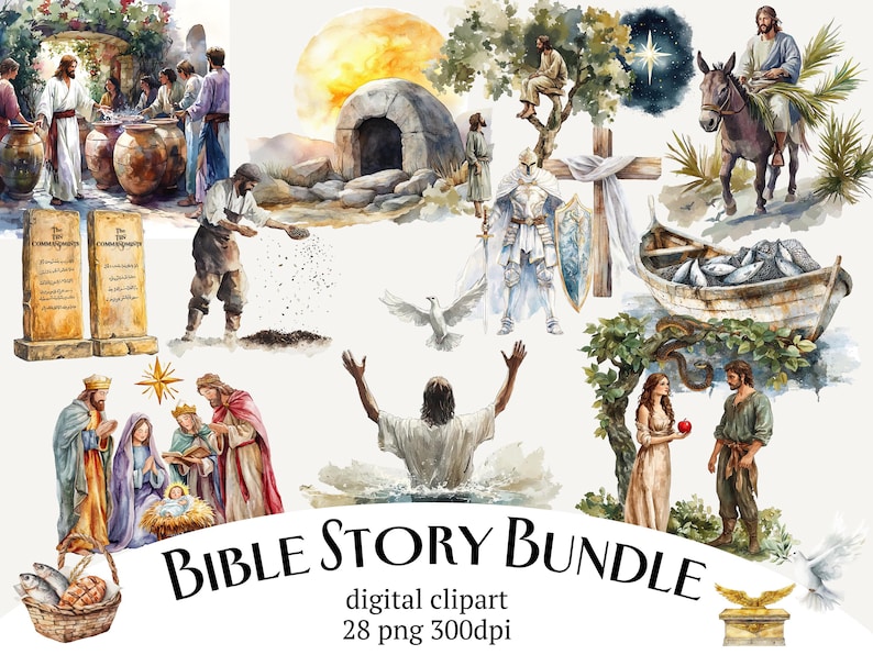 Bible Story Clipart: Christian PNG Graphics (digital Download) - Etsy