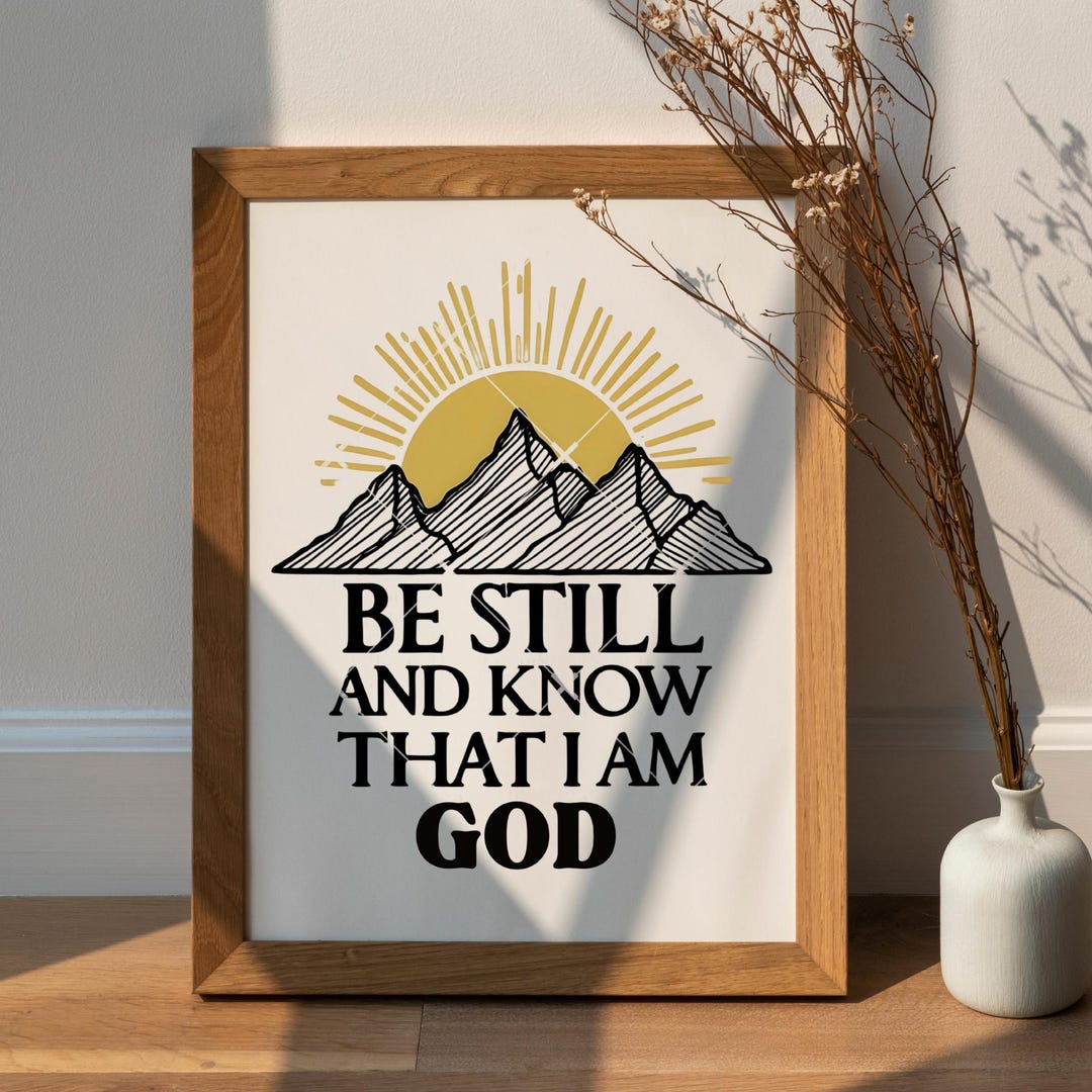 Be Still and Know That I Am God Wall Art, Vintage Bible Art, Christian ...