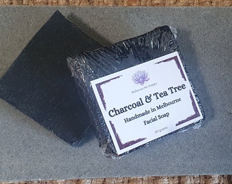 CHARCOAL FACIAL Soap Bar | Pure Australian Tea Tree Essential Oil | Natural For Face Deep Cleanse