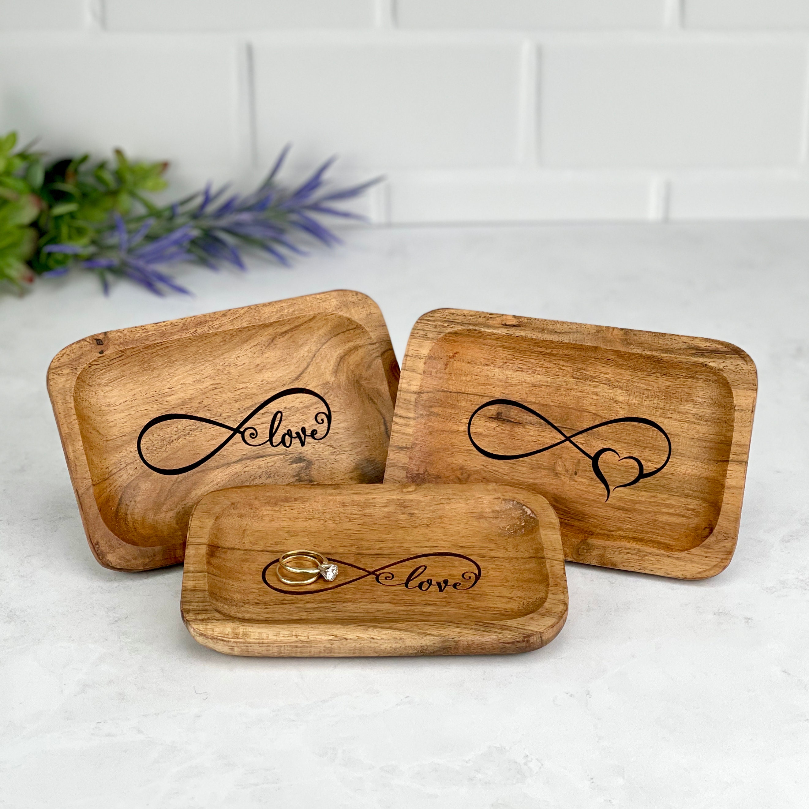 Infinity Ring Dish Entryway Table Key Dish Wood Engraved Etsy UK