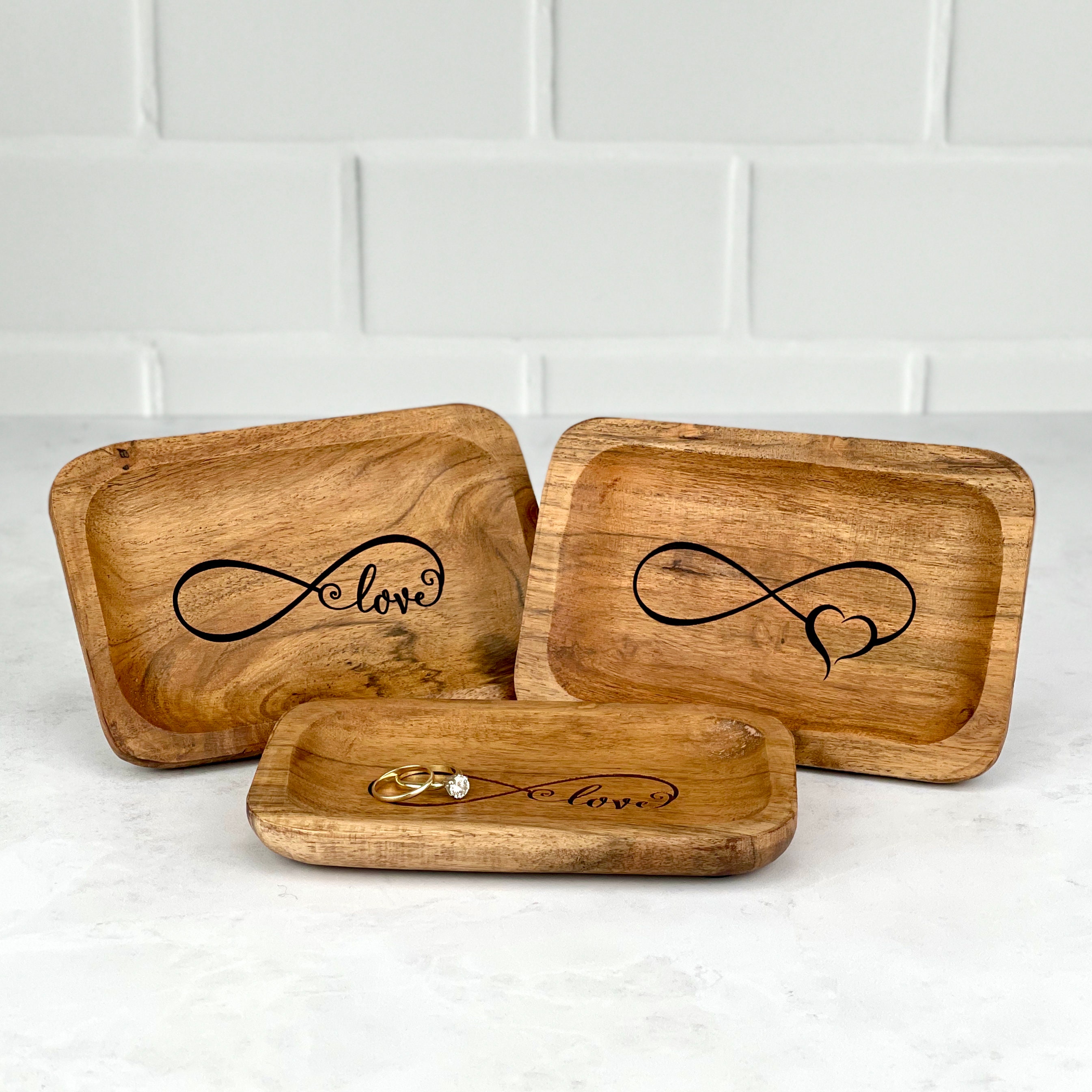 Infinity Ring Dish Entryway Table Key Dish Wood Engraved Etsy UK