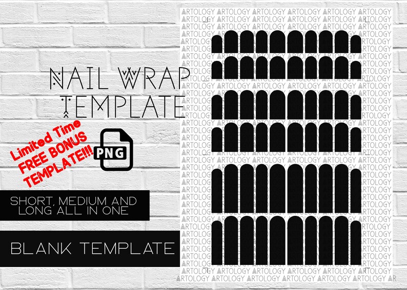 nail decals custom wrap make your own printable template diy etsy