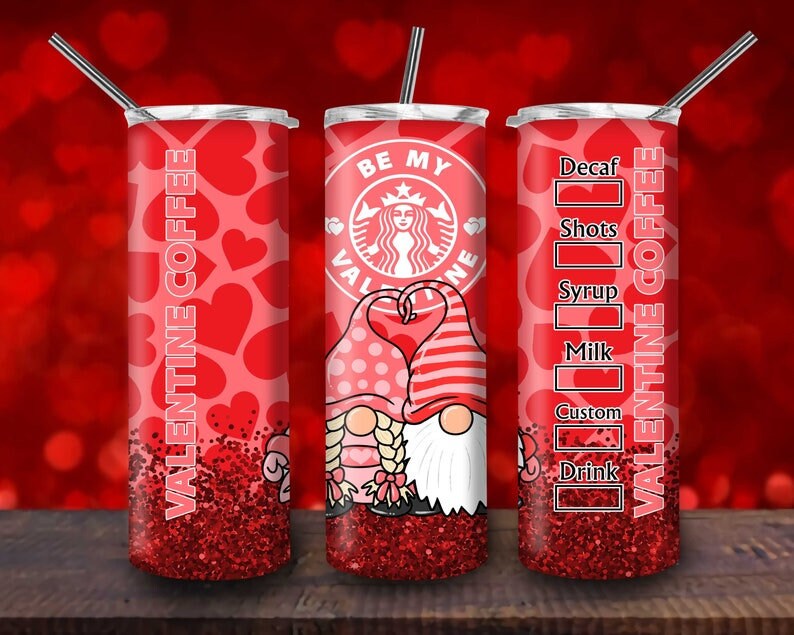 Coffee 20oz Skinny Sublimation Tumbler Valentines Love n Drinkware