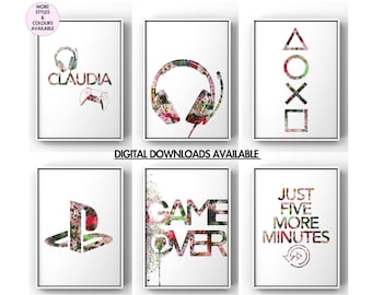 Set di 3 stampe da gioco, decorazioni da gioco, stampe da parete per ragazzi, decorazioni da parete per ragazzi, stampe da parete con graffiti per la sala giochi