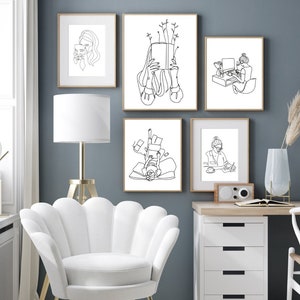 Decoração para casa Impressões abstratas Decoração de parede Impressões botânicas Impressões minimalistas Arte botânica Arte em linha Impressão feminina Impressão de sala de beleza Presente de escritório