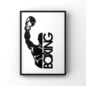 Boxing Poster, Boxing Gym Print, Gift for Him, Boxing Gloves, Boxing Wall Art, Gym Decor, Boxing Gift, Fighting Wall Decor, Man Cave, Sports