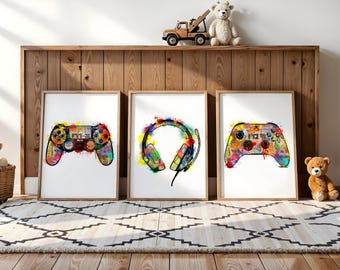 Gaming Poster Bundle Neon Gaming Prints Gaming Wall Art Gaming Room Decor Gamer Gift Gaming Posters Neon Boys Bedroom Decor Video Game Print