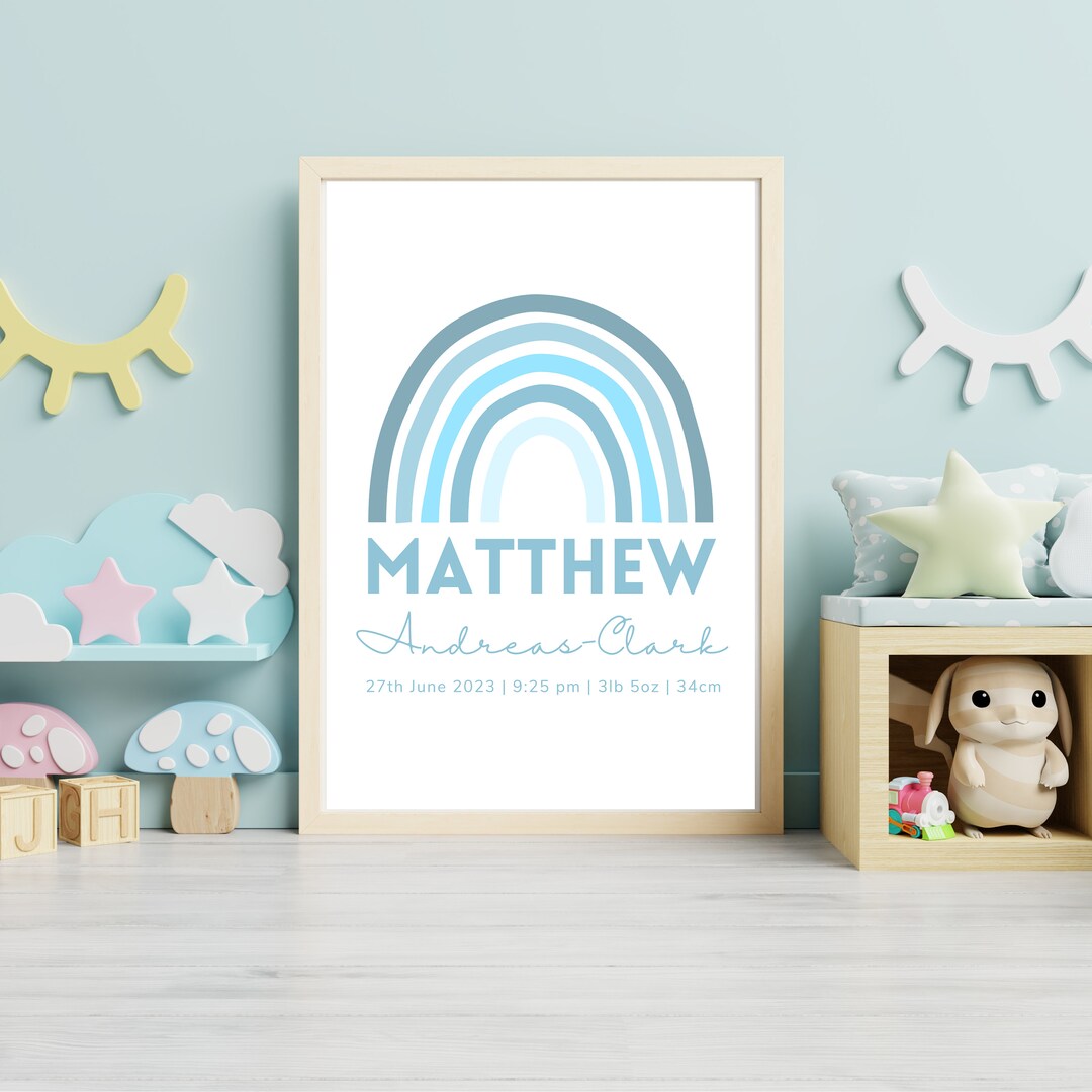 Personalized New Baby Birth Details Print | Nursery Decor - Etsy