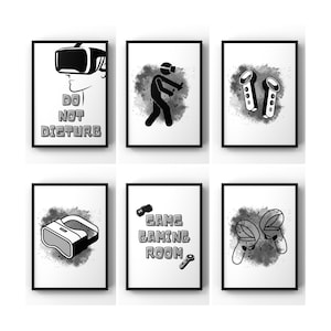 Games Room, Video Game, Virtual Reality Gaming Print, Gamer Decor, Personalised Gamer Prints, For Him, VR Games Room Wall Art, Set of 3