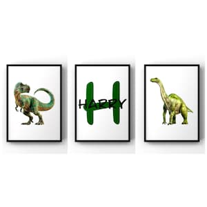 Dinosaurier Prints, 3er Set Dinosaurier Poster, Aquarell Dinosaurier Druck, Dinosaurier Wandkunst, Kinderzimmer Dekor, Baby Jungen Kinderzimmer Wandkunst
