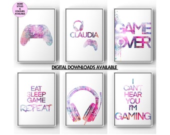 Láminas de videojuegos para decoración del hogar, ideales para la habitación de niñas. Regalo personalizado para gamers. Decoración para salas de juegos. Arte de videojuegos. Descarga digital de láminas de videojuegos.