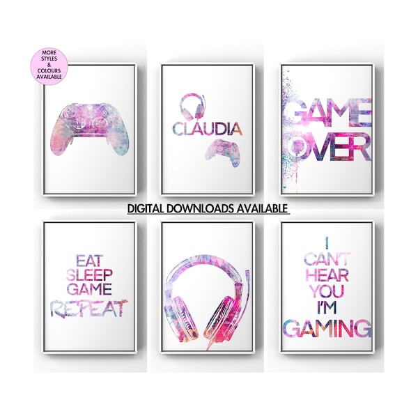 Gaming Print Wohnkultur für Mädchen Schlafzimmer Wandkunst, Gamer personalisierte Geschenk, Spielzimmer Dekor Videospiel Kunst, Gaming Prints Digital Download