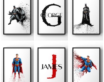 Gepersonaliseerde set van 3 superheldenprint, jongenskamerdecoratie