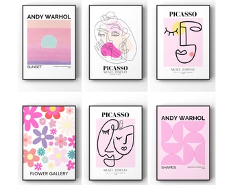 Gallery Wall Set of 6, Exhibition Poster Set, Matisse Print, Picasso Print, Gallery Mix Set, Printable Wall Art, Picasso Poster, Digital Art