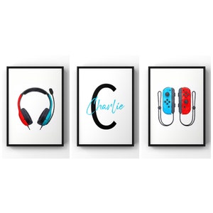 Set of 3 Gaming Prints, Gaming Poster, Bedroom Decor, Switch Controller, Games Room Decor, Gift for Him, Gaming Poster, Video Game Print