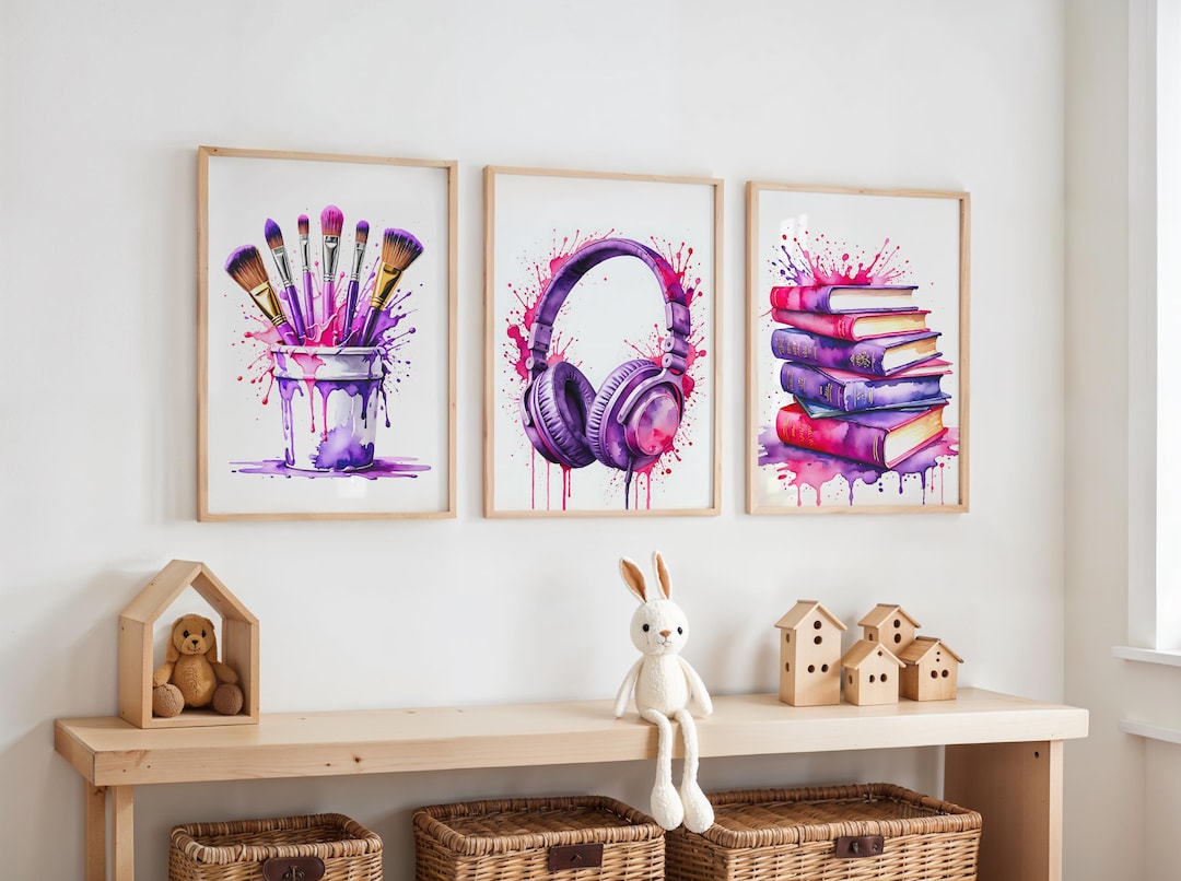 Cute Trendy Girls Room Gallery Wall Art Set Colorful Playroom Posters ...