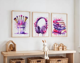 Set di stampe artistiche da parete per camerette di ragazze alla moda, poster colorati per la sala giochi, decorazioni retrò e originali per la cameretta dei bambini, stampe con affermazioni stampabili