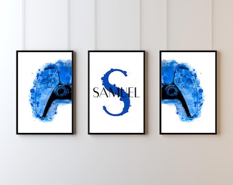 Personalised Gaming Wall Art Prints, Personalised Gaming Prints, Boys Bedroom Decor, Kid Bedroom Gamer Decor, Games Room Gaming Gift for Boy