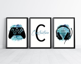 Set of 3 Gaming Prints Gaming Decor, Gamer Wall Art, Teen Room Prints, Boys Bedroom Decor, Gaming Wall Art, Graffiti Wall Art, Video Games