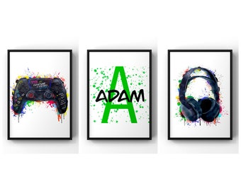 Personalised Gaming Prints Gaming Decor Gamer Wall Art Teen Room Prints, Boys Bedroom Decor, Gaming Wall Art, Games Room Graffiti Wall Art