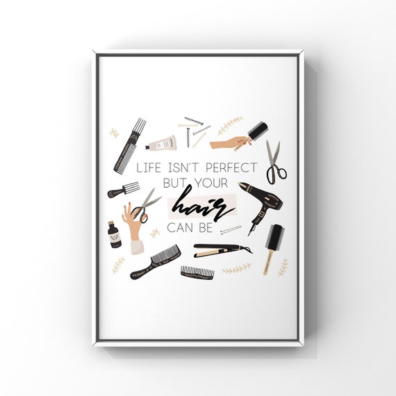 Kunstdruck Für Den Friseursalon – Witziges Kaffeeschere & Geduld Motiv Im Kreidetafel-Look, 27,9 X 35,6 Cm