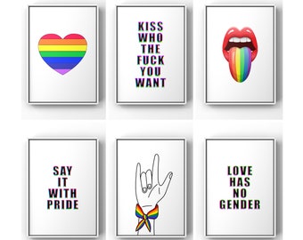 Mes del Orgullo, Bandera del Orgullo, Póster Corazón Arcoíris, Arte Mural LGBT, Regalo Perfecto, Impresión del Orgullo Gay, Bandera Arcoíris, Impresión Artística del Orgullo, Cita "Sé Tú"