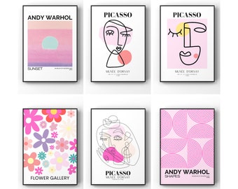 Gallery Wall Set of 6, Exhibition Poster Set, Matisse Print, Picasso Print, Gallery Mix Set, Printable Wall Art, Picasso Poster, Digital Art