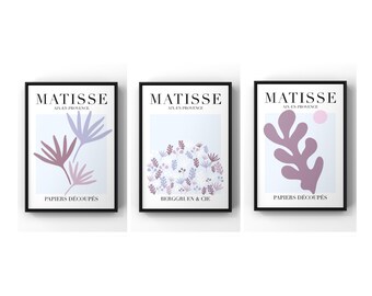 Boho Wall Art Set Of 3 Matisse Print, Bedroom Wall Decor Printable Art, Vintage Gallery Wall Art, House Decor Gift, Digital Download
