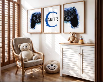Láminas de videojuegos, póster de videojuegos, juego de 3 láminas de videojuegos, arte mural de videojuegos, decoración de salas de videojuegos, regalo para gamers, láminas para habitaciones de adolescentes, láminas de videojuegos