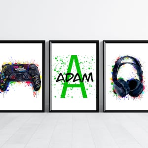 Personalised Gaming Wall Art Prints Personalised Gaming Prints Boys Bedroom Decor, Kid Bedroom Gamer Decor, Games Room Decor, Gamer Prints