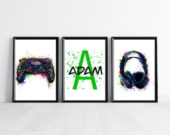 Personalised Gaming Wall Art Prints Personalised Gaming Prints Boys Bedroom Decor, Kid Bedroom Gamer Decor, Games Room Decor, Gamer Prints